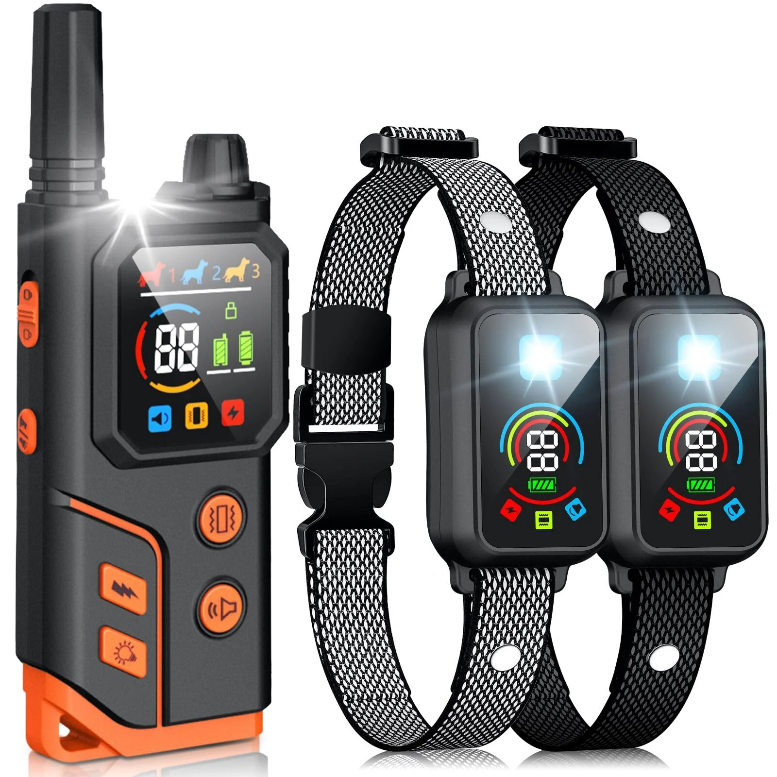 Organic Ming Yun Dog Shock Collar for 2 Dogs 4000ft Range Night Light Rechargeable First-Class