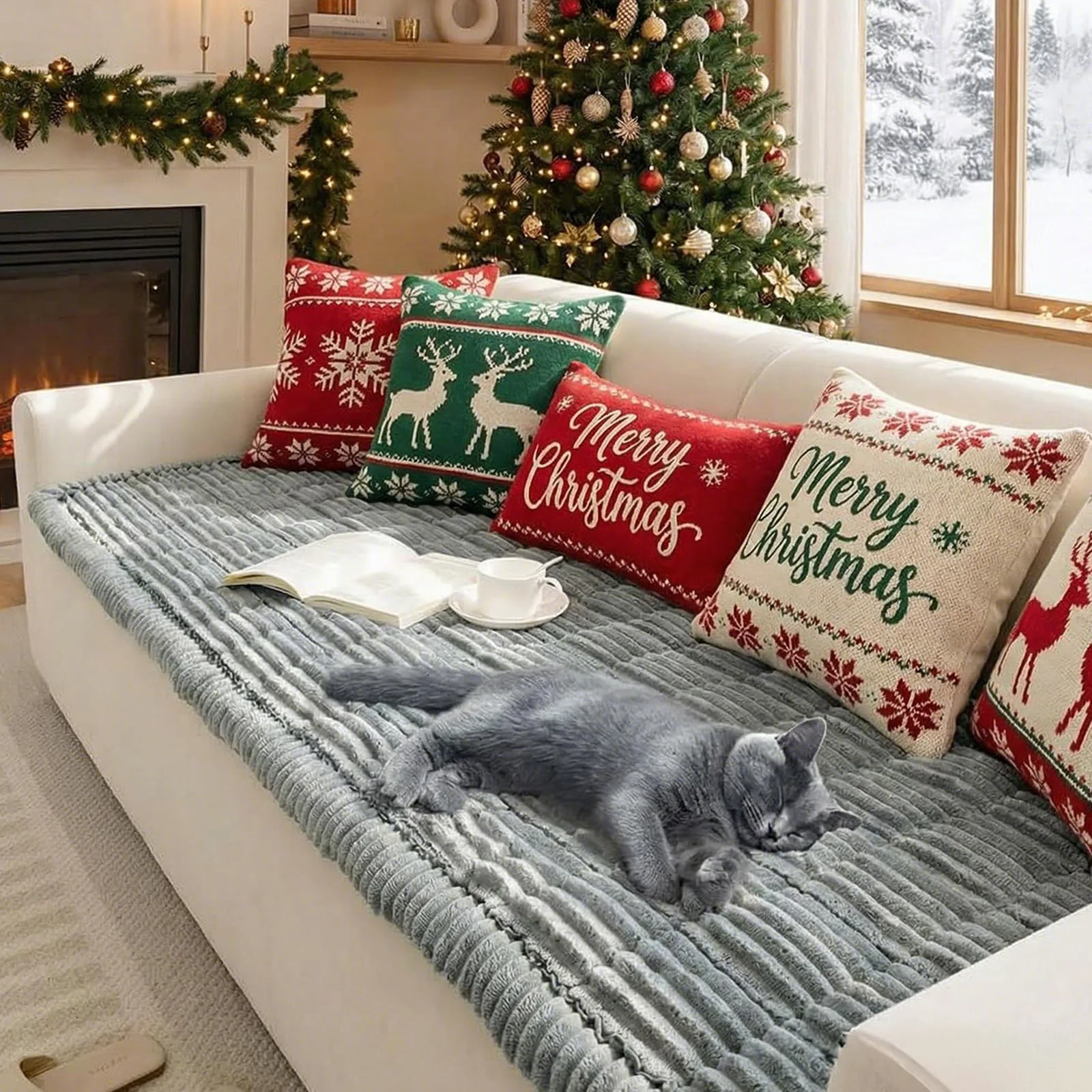 Green FUNNY FUZZY Pet Couch Covers for Sofa – Washable Flannel Protector Blue-Grey 27.6 x 59.1 in Professional