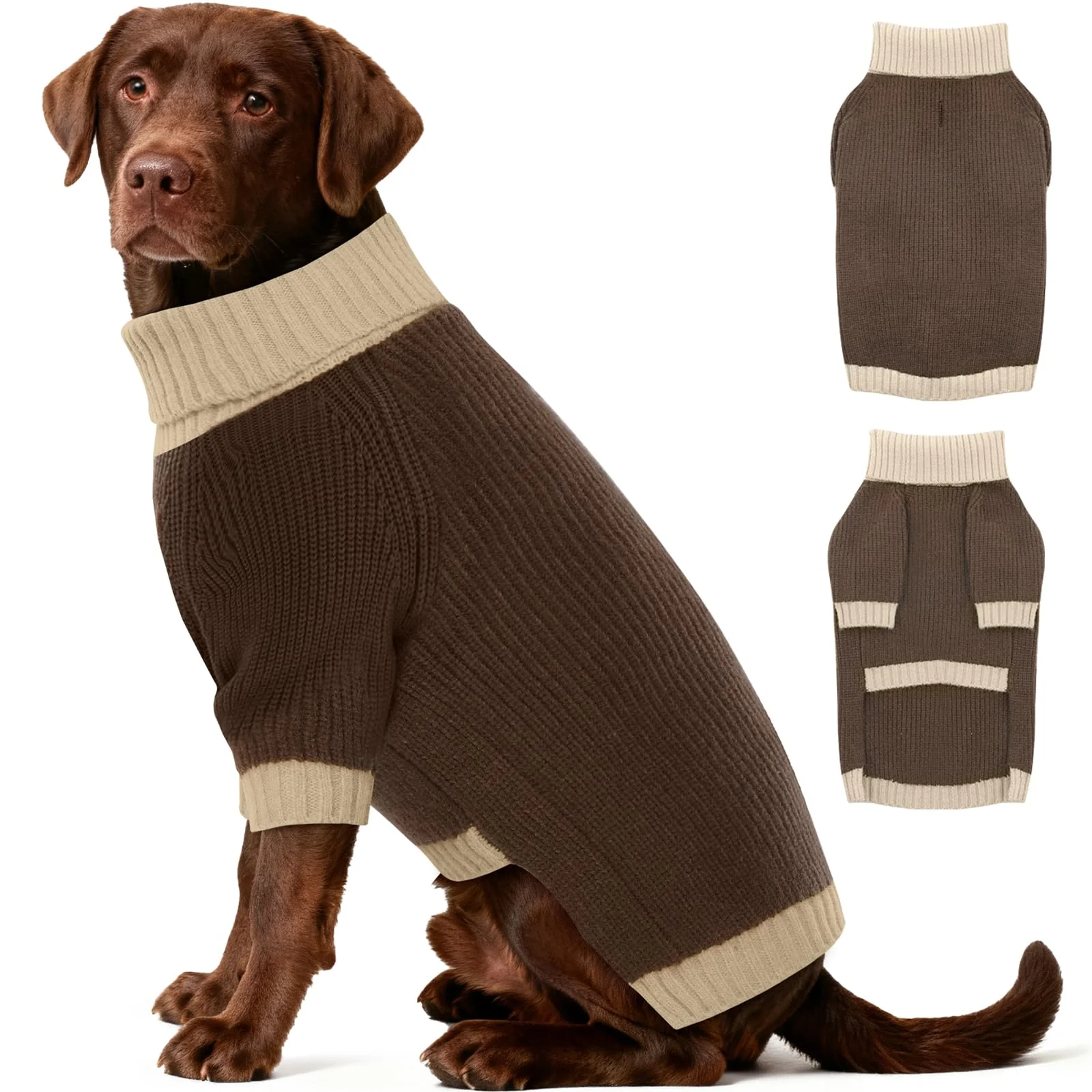 Fine Crafted IKIPUKO XXXL Dog Sweater with Leash Hole Large Breed Turtleneck Knit Elegant