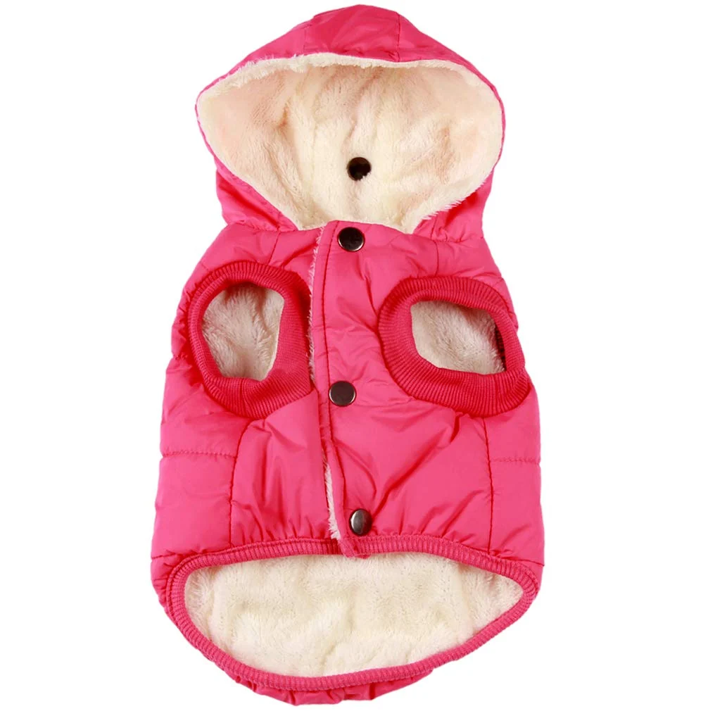 Crafted Vecomfy Lining Extra Warm Dog Hoodie for Large Dogs – Pink Hooded Winter Coat XXL Modern