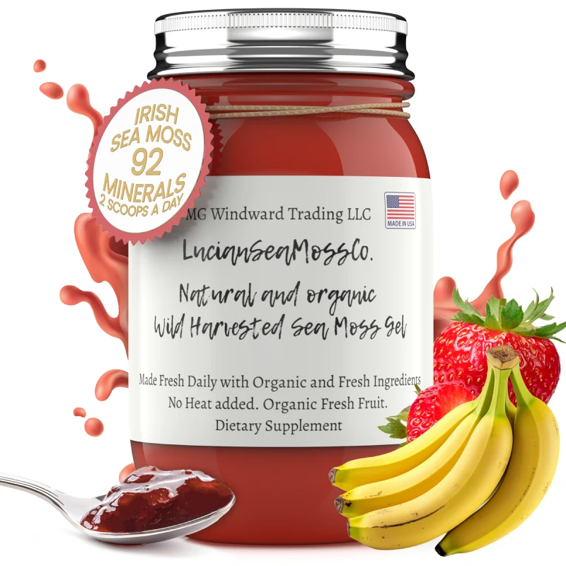 Excellent Fresh Organic Strawberry Banana Infused Sea Moss Gel Exceptional