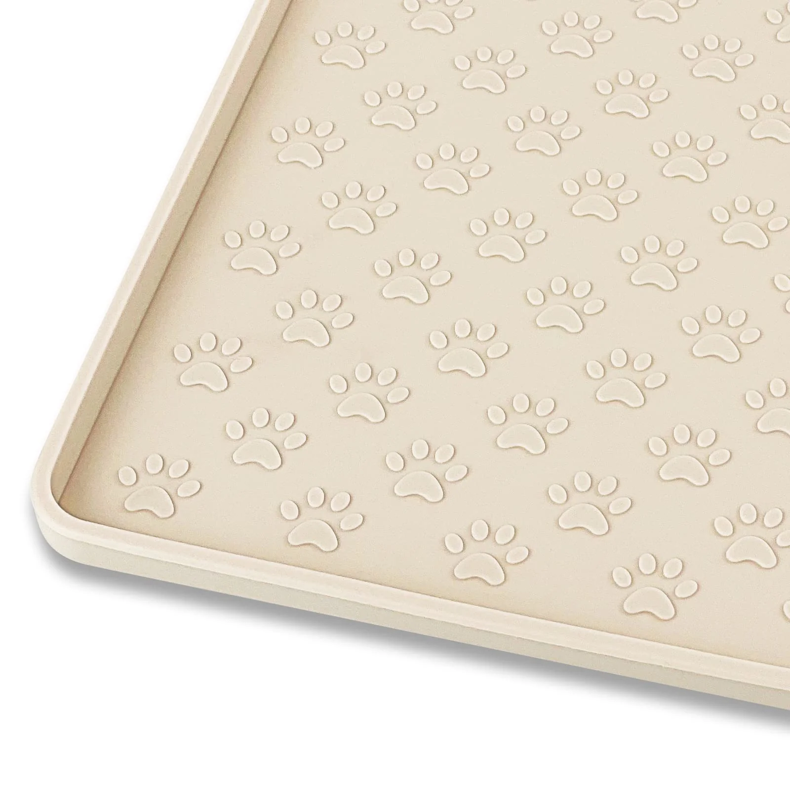 Versatile Ptlom Silicone Pet Placemat – Waterproof Anti-Slip Tray Mat for Dogs Cats Beige 31.5x23.6 in Solid