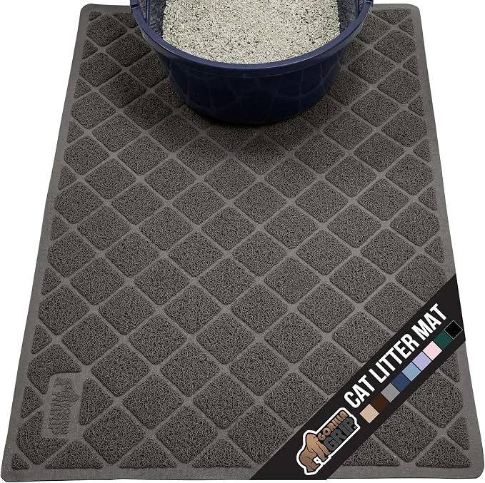 Powerful GORILLA GRIP Cat Litter Box Mat Water Resistant US Designed Kitty Litter Original Design
