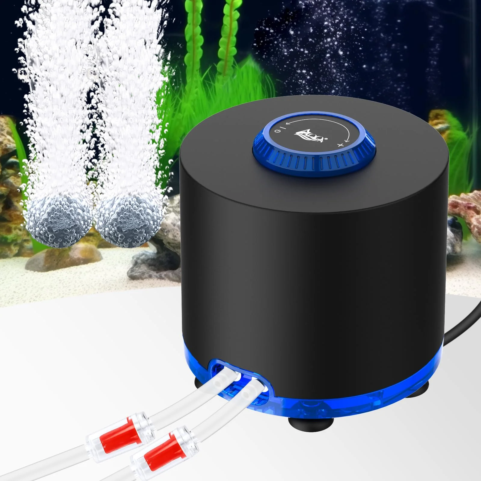 Superior AQQA Aquarium Air Pump – Quiet Powerful Dual Outlet Aerator for Tanks Up to 200 Gallons Tubby Expertly Made