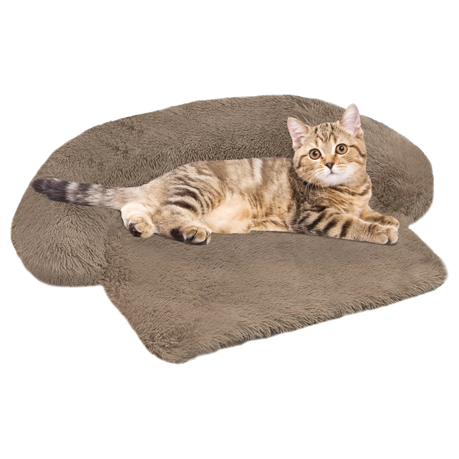 Authentic GGIB Calming Dog Bed – Fluffy Plush Mat with Removable Washable Cover Camel Modern