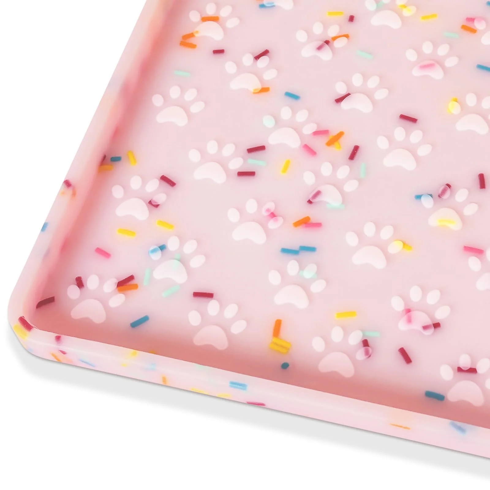 Functional Ptlom Dog Food Mat – Anti-Slip Waterproof Silicone Placemat for Food Water Bowls Pink Reusable