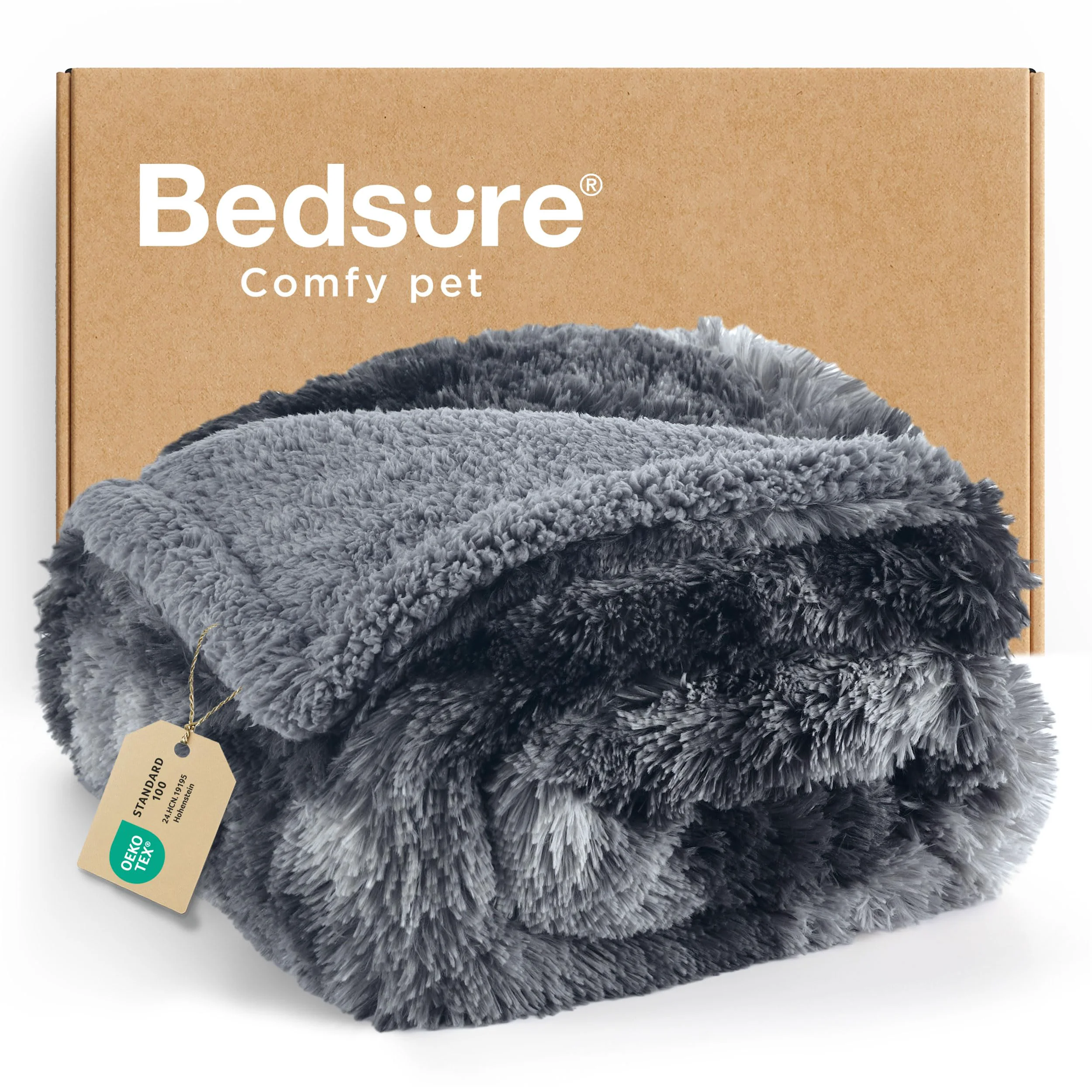 Expertly Made Bedsure Waterproof Dog Blanket for Large Dogs – Calming Reversible Fleece Throw 50x60 Tie-Dye Grey Traditional