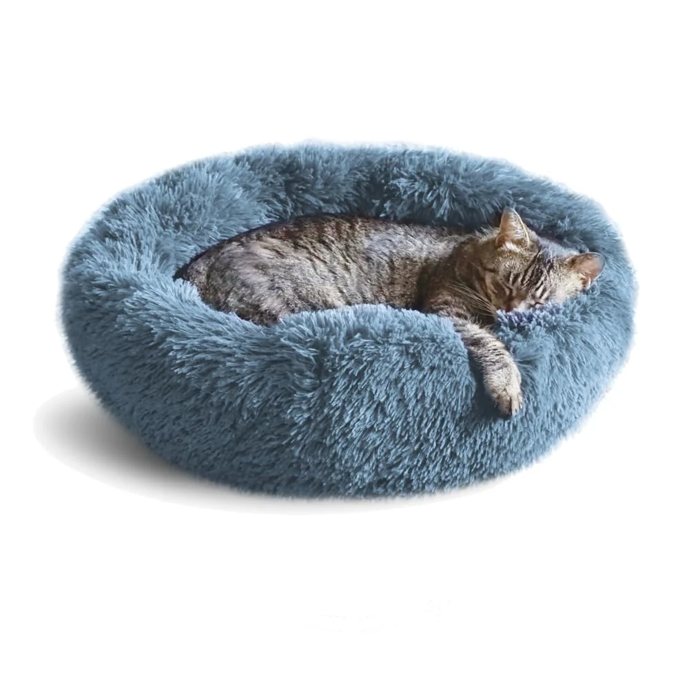 Green Whiskers Friends Cat Bed – Orthopedic Self-Warming Donut Bed for Cats Small Dogs Functional