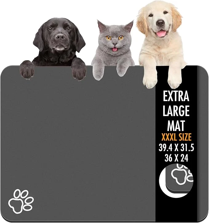 Convenient Dog Food Mat 39.4 x31.5 Largest Absorbent Dog Mat Enhanced