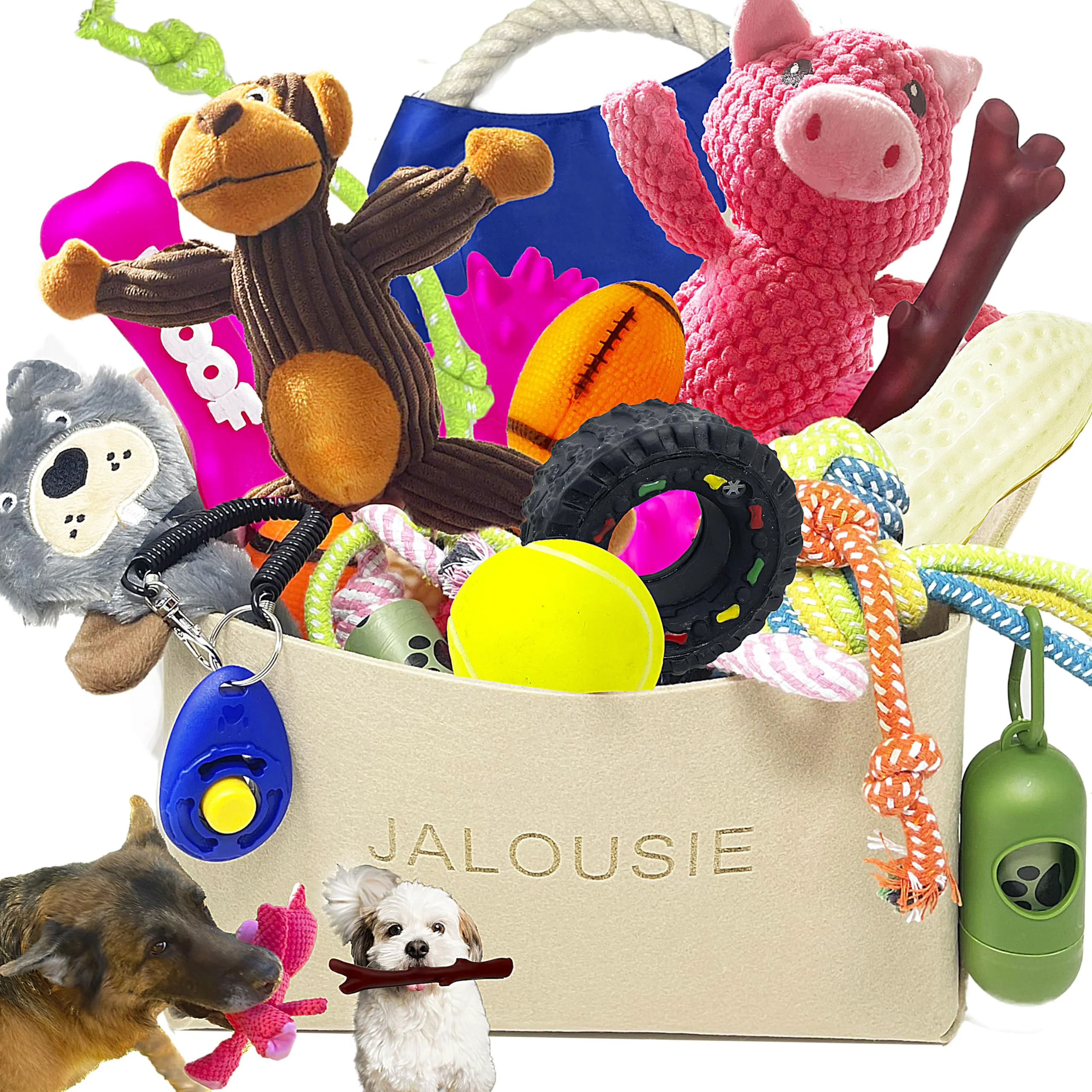 Premium Jalousie Multipack Dog Squeaky Toys Bulk Bundle for Small Medium Breeds – 24 PCs Gift Basket High-Grade