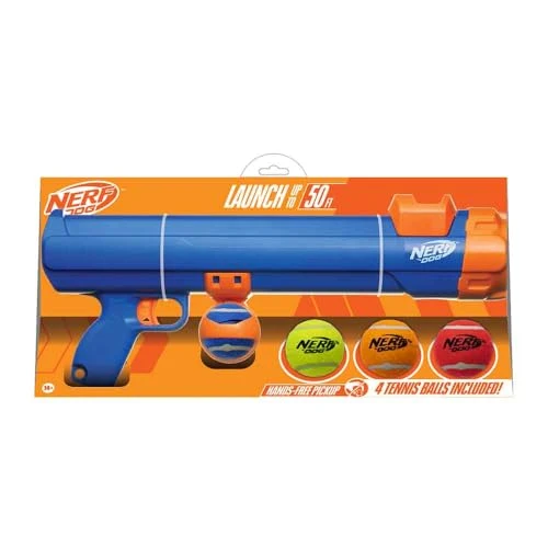 Nerf Dog Tennis Ball Blaster Dog Toy – Safe Long-Distance Fetch Up to 50ft Secure