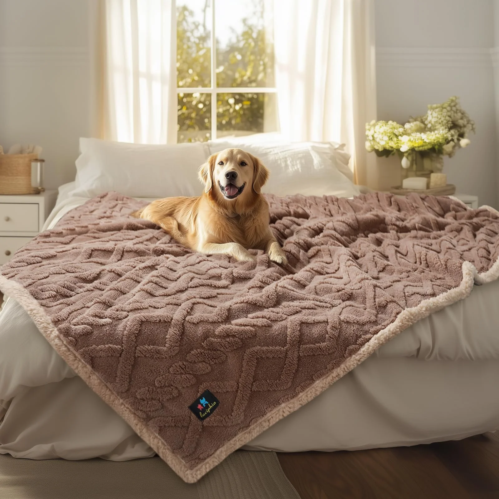 Prestigious Luciphia Waterproof Pet Blanket – Khaki X-Large 85x57 inches Sofa Furniture Protector Versatile