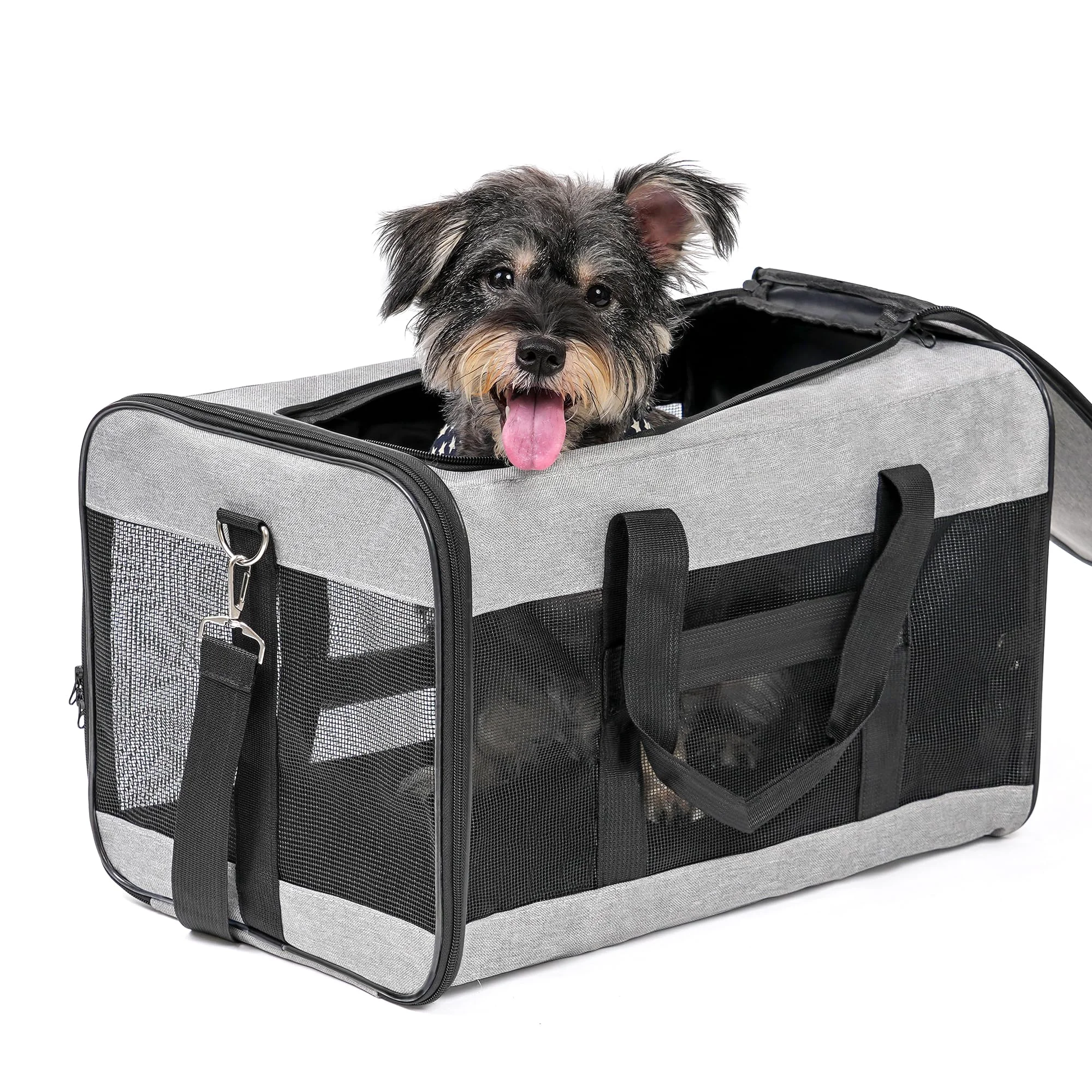 Relaxed Conlun Dog Carrier Soft Sided - Large Cat Carrier with Inner Safety Leash Collapsible Travel Carrier up to 22 lbs Gray Contemporary