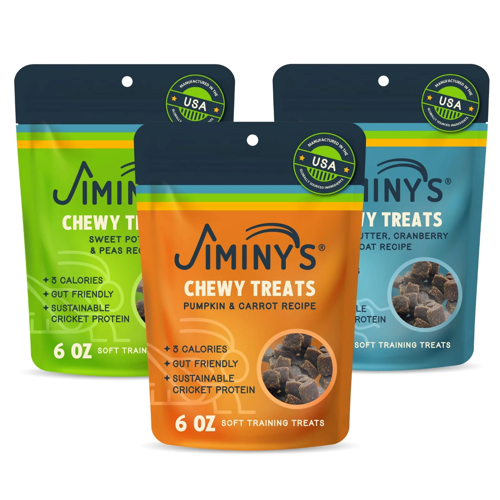 Comfortable Jiminy's Chewy Cricket Dog Training Treats – Low Cal Hypoallergenic Made in USA Pack of 3 6oz Elite