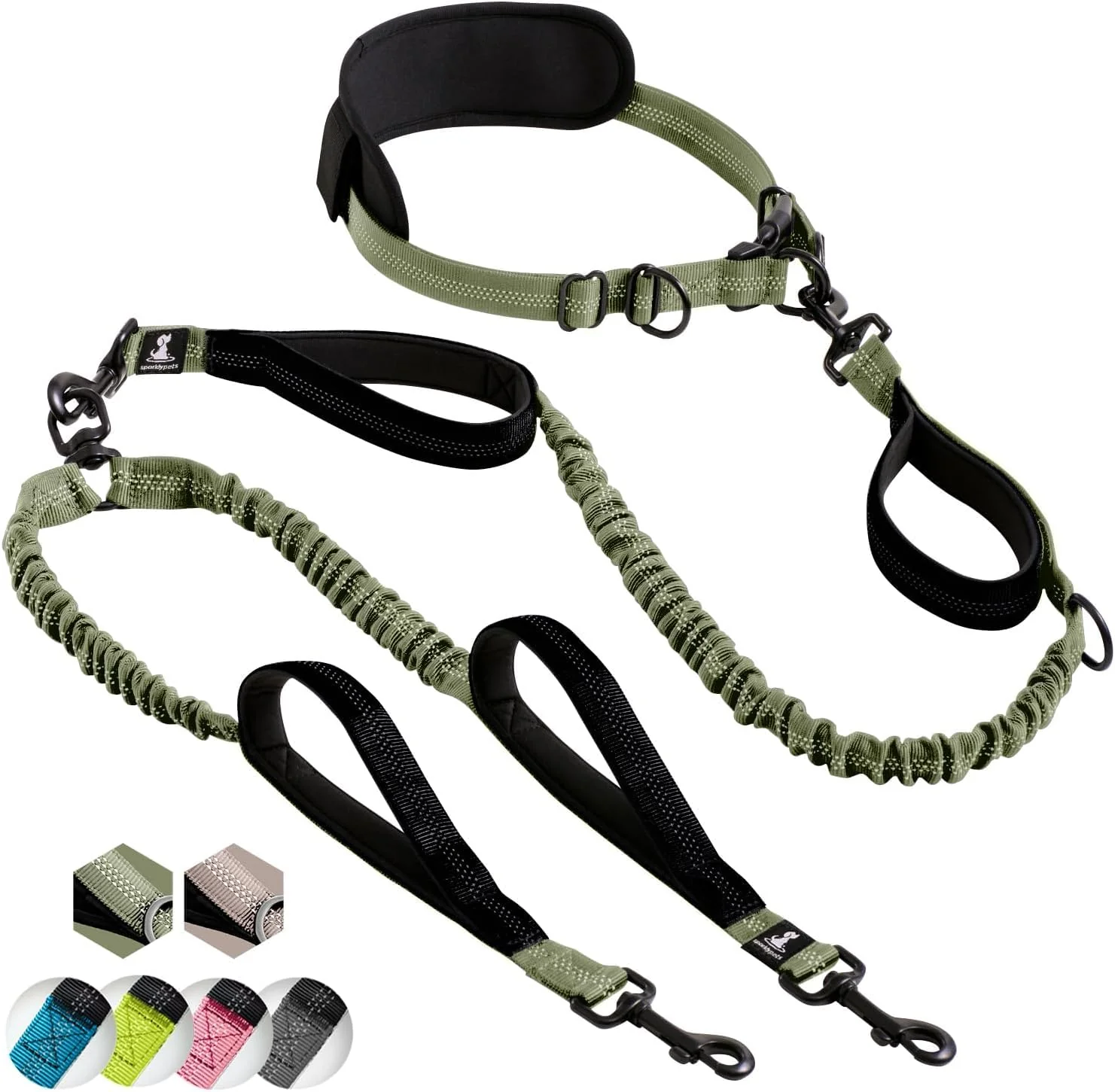 Sophisticated SparklyPets Hands Dog Leash with Reflective Stitches Waist Leash for Medium Large Dogs Fine Crafted