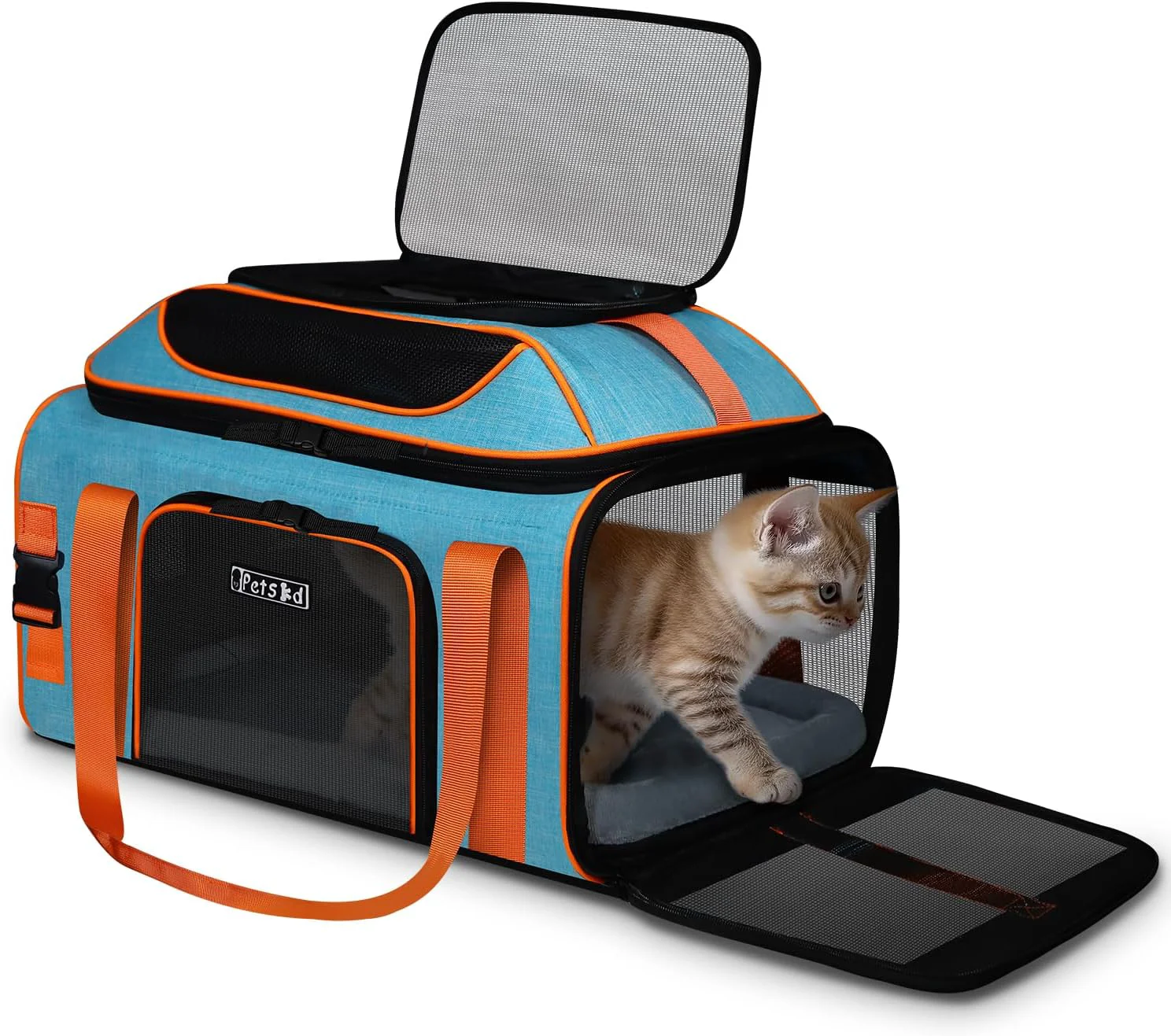 Verified Petskd Top-Expandable Pet Carrier 19x13x9 Inches Southwest Allegiant Airlines Soft-Sided Carrier for Small Dog Under 12 lbs and Large Cat Under 15 lbs Blue Enhanced
