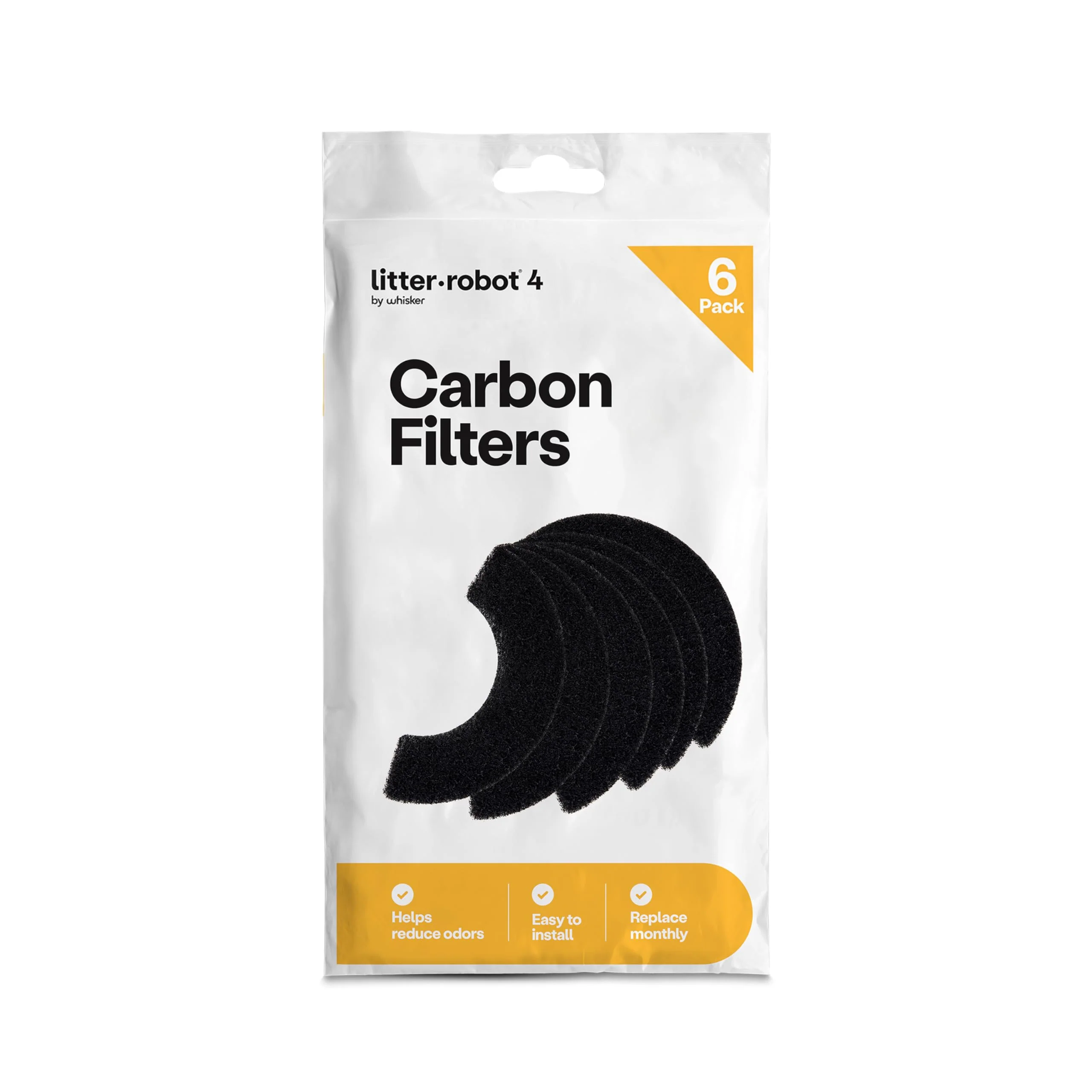 Crafted Whisker Litter-Robot Carbon Filters 6-Pack — Custom Fit Odor Control First-Class