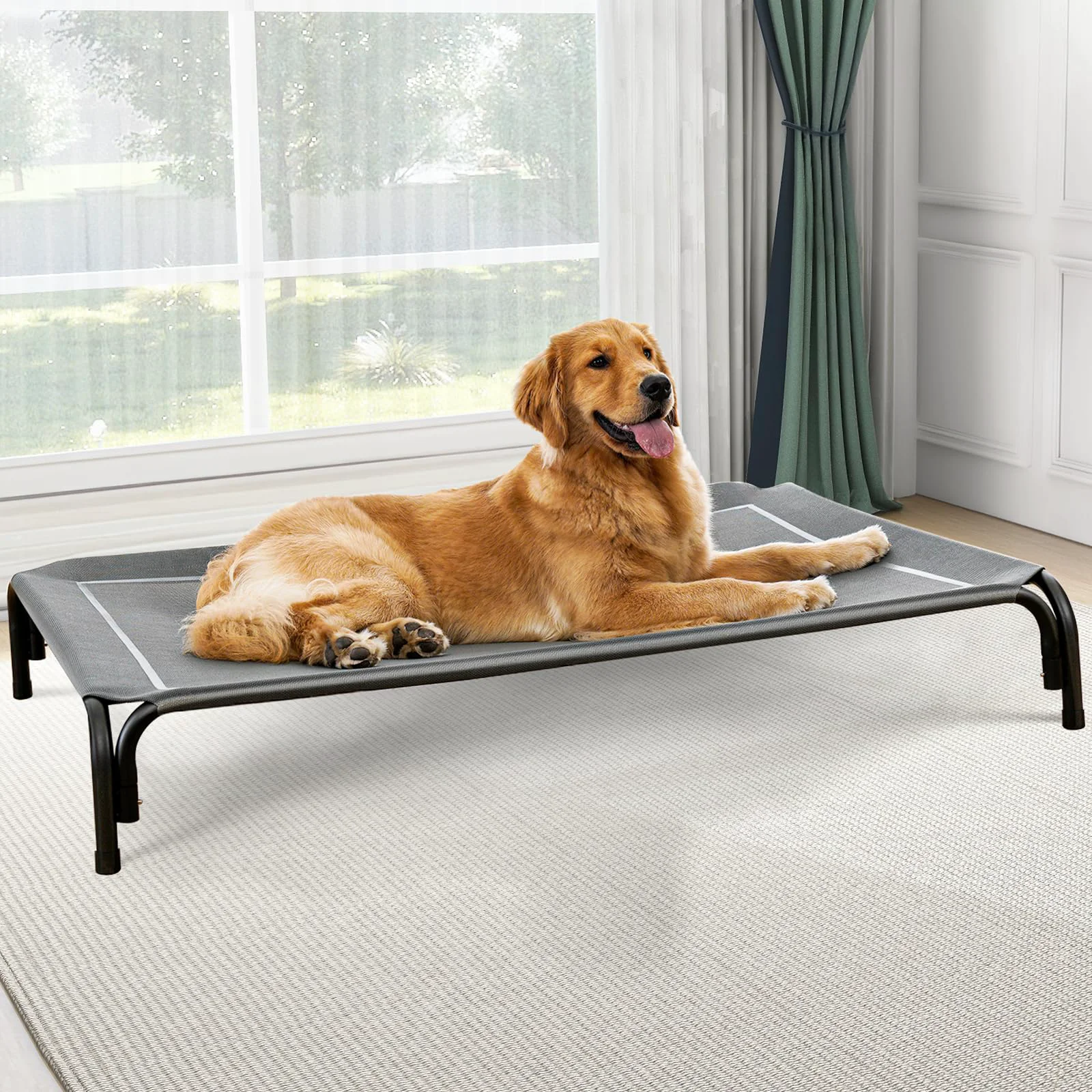 Secure Czpalo d Dog Bed – Large Outdoor Raised Pet Cot with Mesh Solid