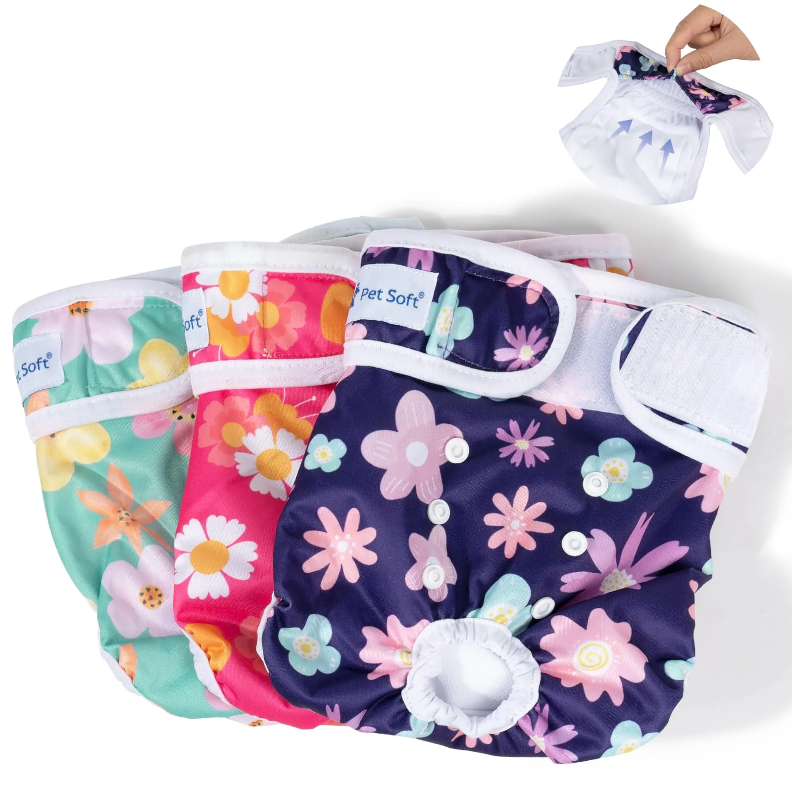 Responsible Pet Soft Washable Female Diapers 3-Pack XL for Large Dogs Reusable Girl Dog Diapers Unique