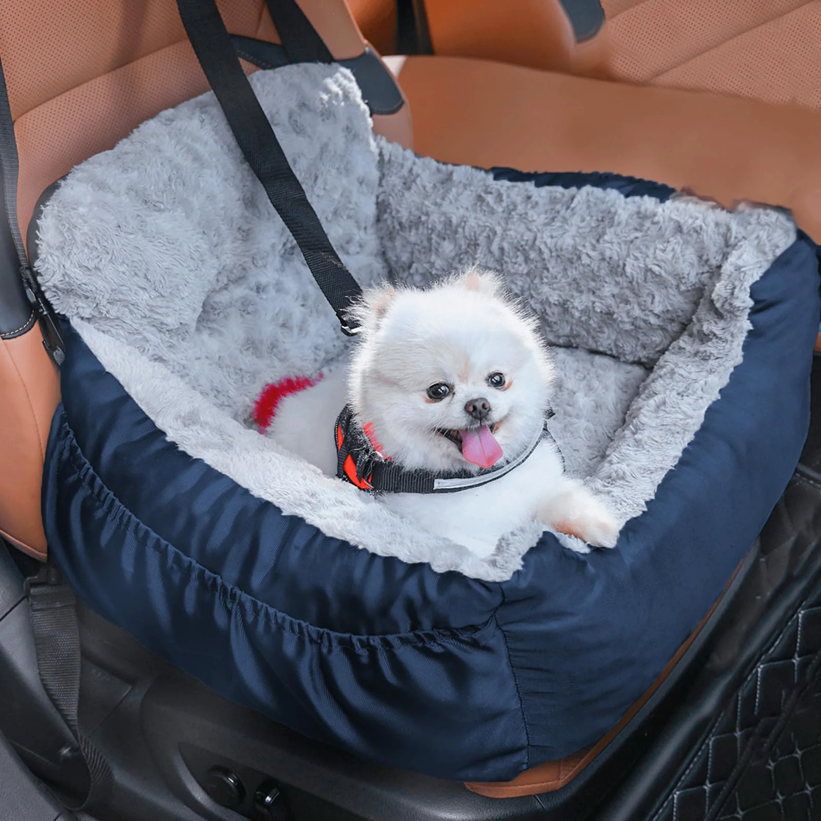 Unique Oiilores Dog Car Seat for Small Dogs – Washable Booster Clip-On Leash Reversible Comfort Specialty