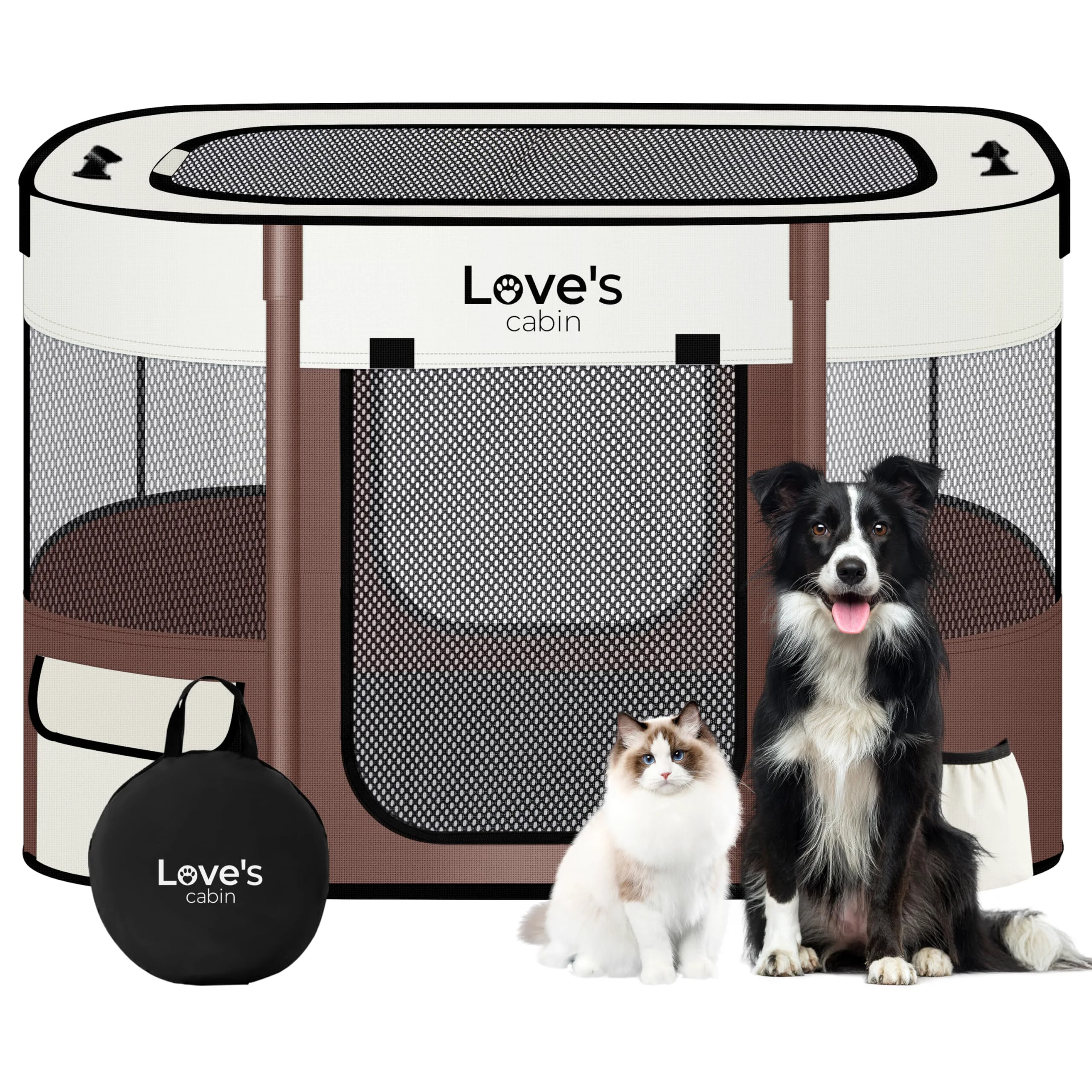 Practical Love's cabin Pet Playpen for Small Dogs Cats – Foldable Indoor Outdoor Kennel with Carry Case Reusable