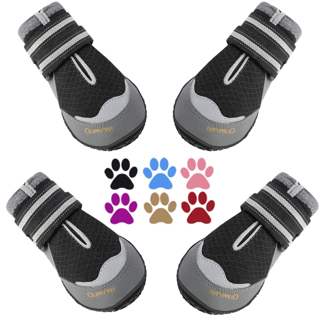 Certified QUMY 4Pcs Dog Boots for Large Medium Dogs – Breathable Non-slip Paw Protectors Size 1 Refined