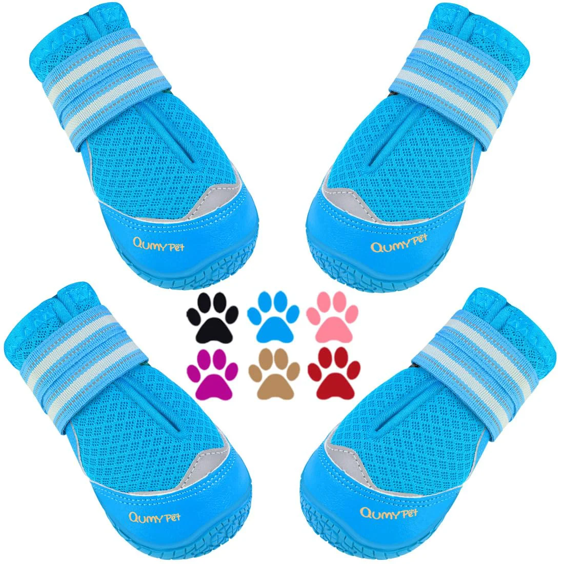 Proven QUMY 4Pcs Dog Boots for Large Medium Dogs - Blue Size 7 Breathable Non-Slip