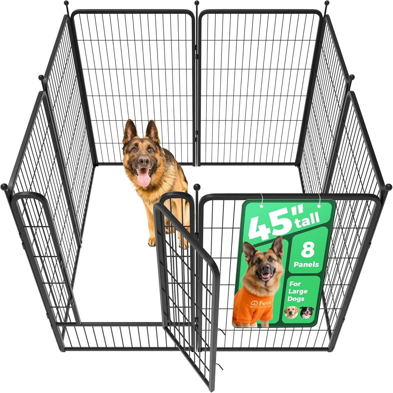 Contemporary FXW Rollick Unleashed Dog Playpen for Indoor Yard RV Camping 45 inch 8 Panels for Large Dogs│Patented Enhanced