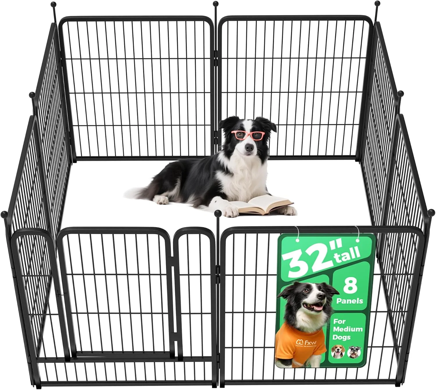 First-Class FXW Rollick Unleashed Dog Playpen for Indoor Yard RV Camping 32 inch 8 Panels for Small and Medium Dogs│Patented Professional