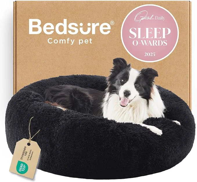 Efficient Bedsure Calming Dog Bed for Large Dogs Genuine