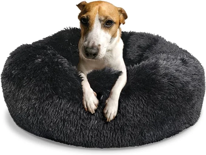 Smooth Calming Donut Dogs Beds for Medium Dogs up to 45 lb 30inch Anti-Slip Plush High-Grade