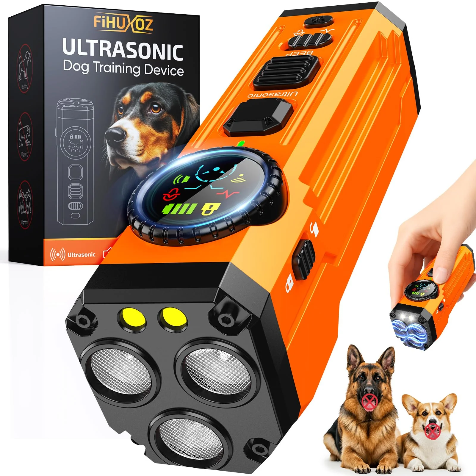 Practical fihuxoz Dog Bark Deterrent Device – Upgraded 3X Ultrasonic Shield with Screen Original Design