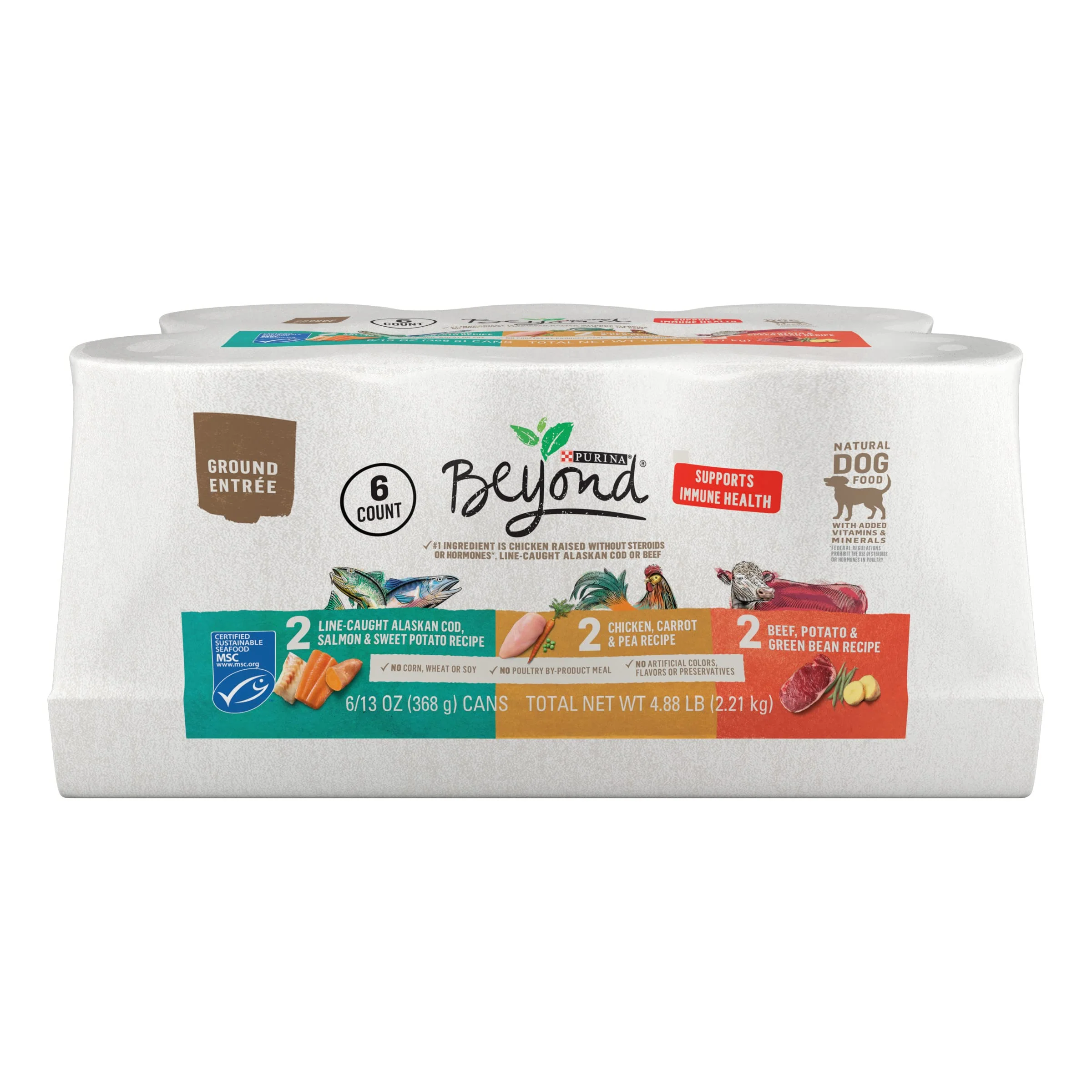 Recyclable Purina Beyond Ground Entree Grain- Wet Dog Food Variety Pack - 13 oz Cans 2x6 Professional