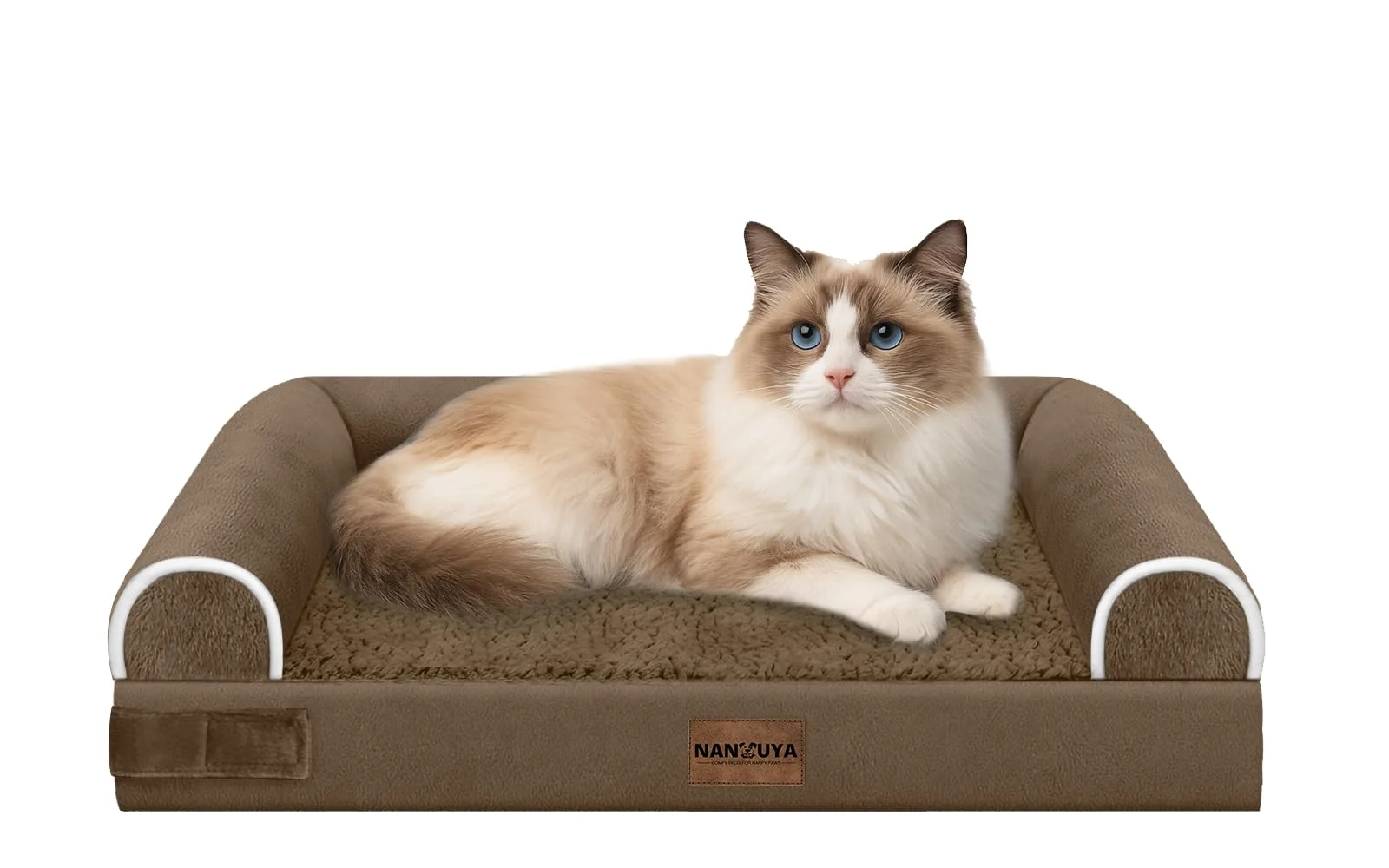 High-Quality NANUYA Small Dog Bed Orthopedic Washable – Dark Coffee Egg Crate Foam Waterproof Removable Cover Casual