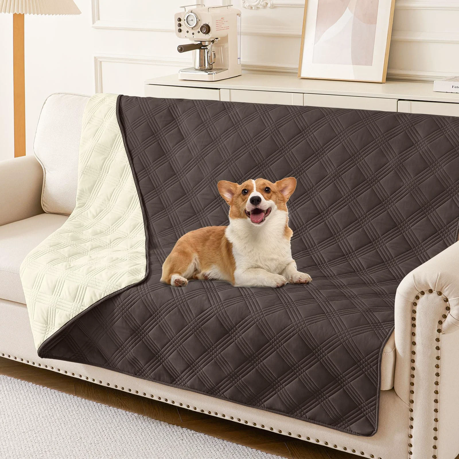 Comfortable hyha Waterproof Dog Blanket – Reversible Washable Couch Cover 68x82 in Chocolate Beige Advanced
