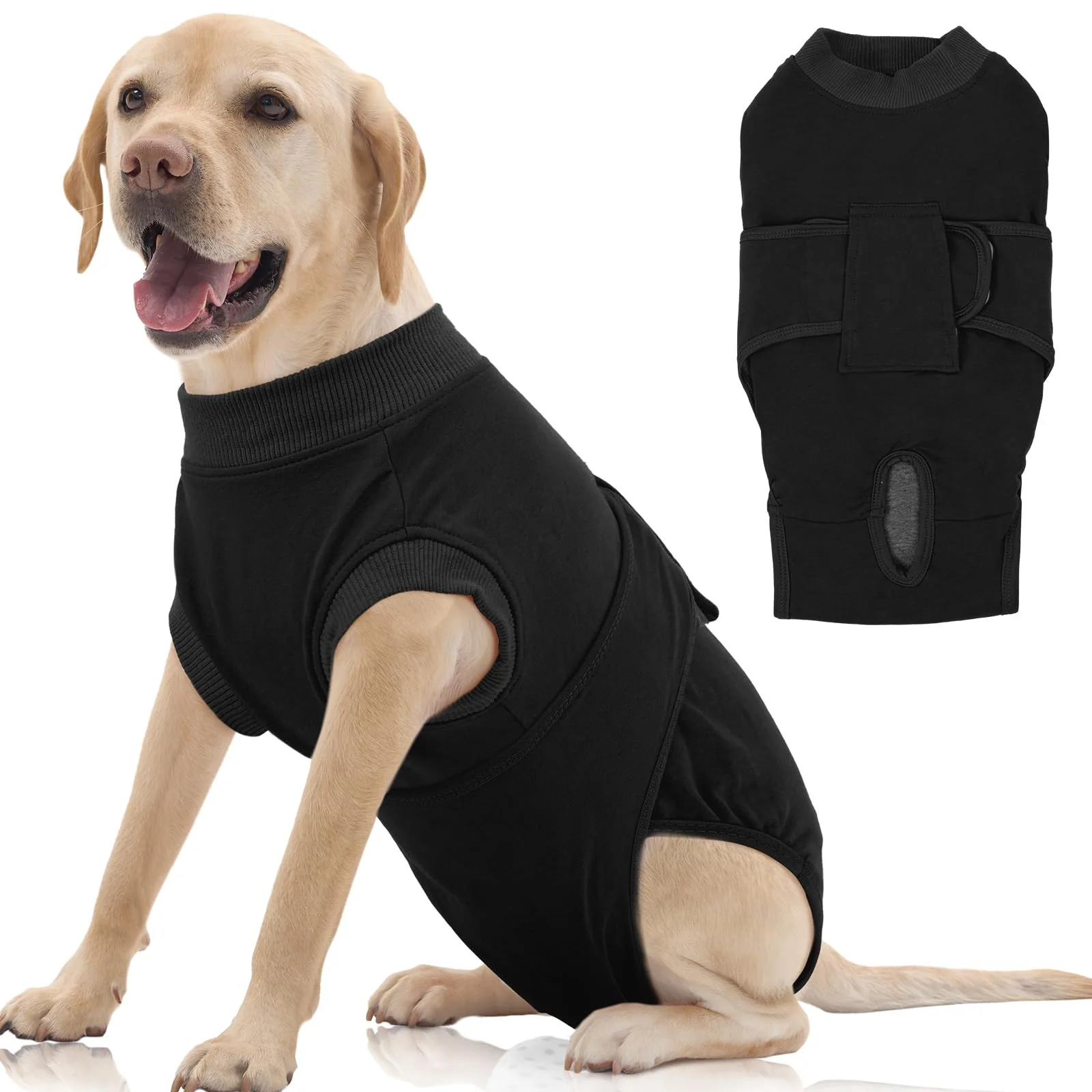 Pure FUAMEY Dog Recovery Suit Black XL – Post-Op Protection Breathable Cotton-Spandex Outstanding