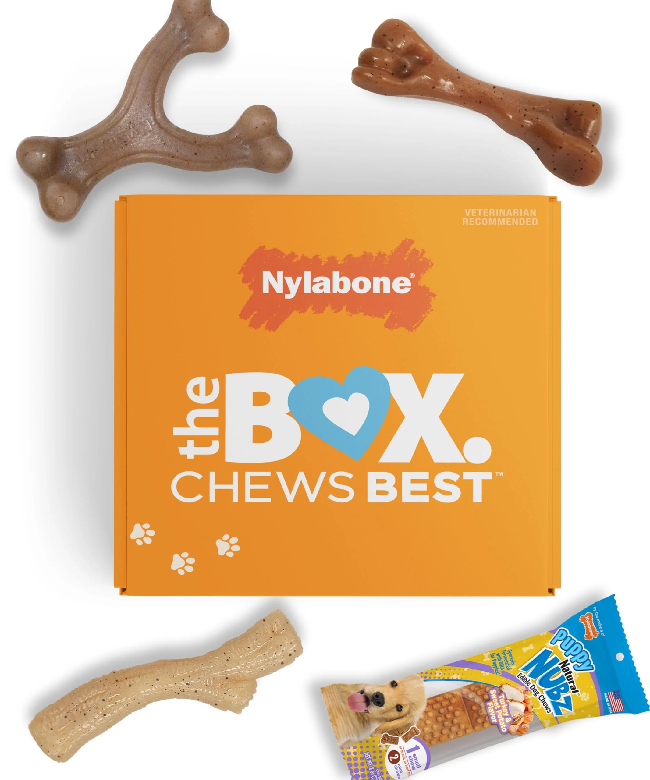 User-Friendly Nylabone Puppy Gift Box 3 Chew Toys 1 Natural Treat Bone for Puppies Up to 25 lbs – 4 Pack Prestigious