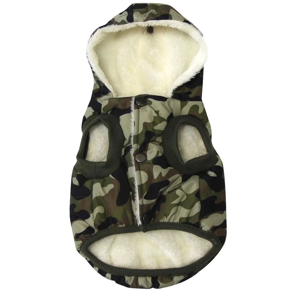 Eco-Friendly Vecomfy Fleece-Lined Dog Hoodie Green Camo XXXL — Extra Warm Winter Coat for Large Dogs Unique