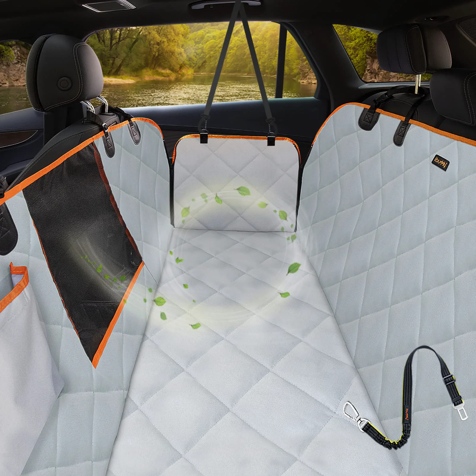 Certified iBuddy Dog Seat Cover for Tesla Model 3 Y – Waterproof Back Seat Protector with Mesh Window Convenient