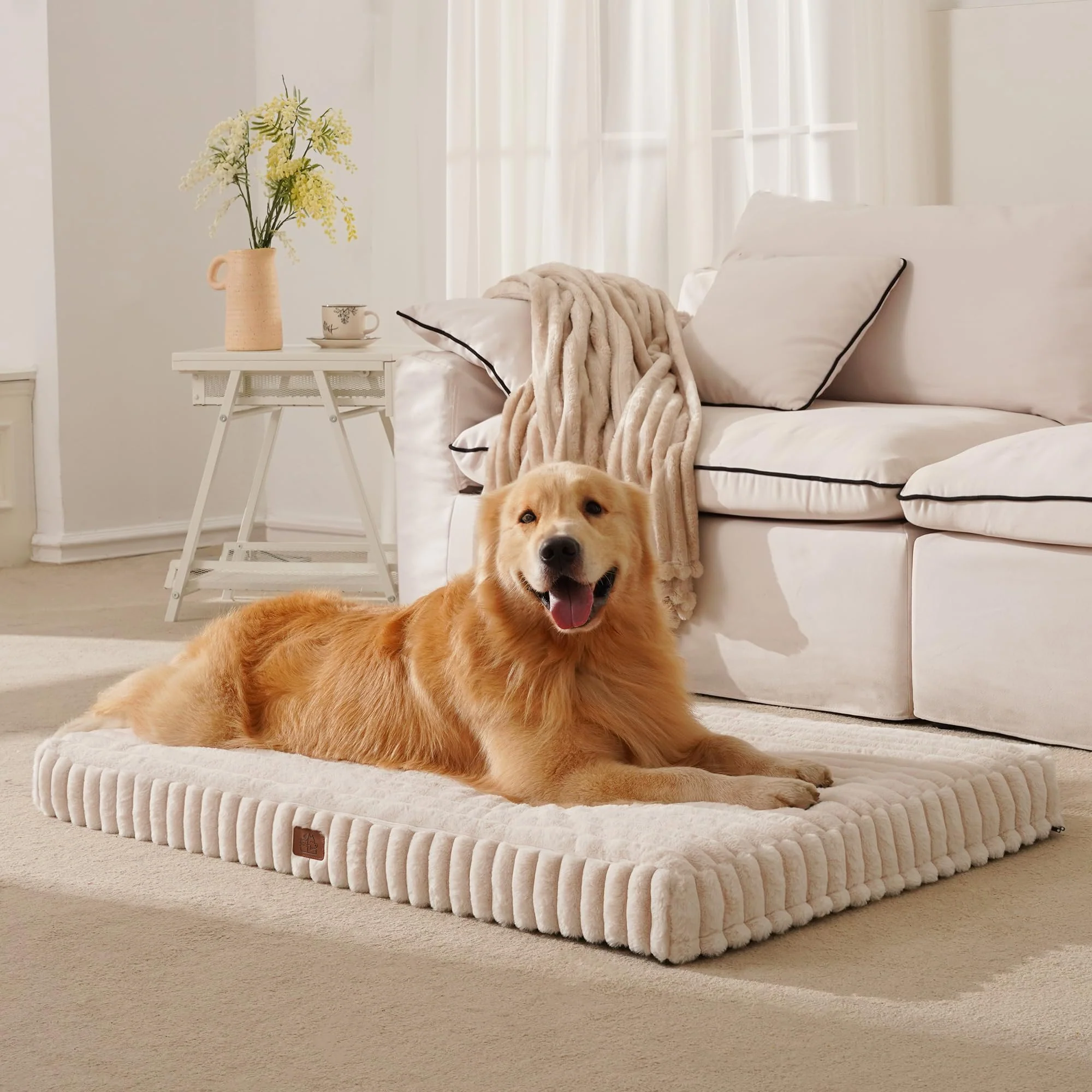 Premium DOPEDIO Orthopedic Dog Bed for Large Dogs — Waterproof Non-Slip Egg-Crate Foam with Removable Washable Cover 36x27x3 Reusable