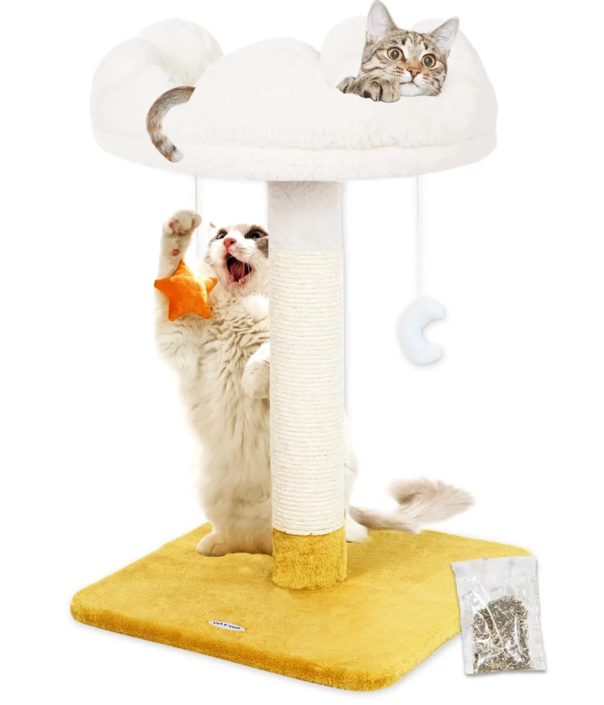 Innovative Happi N Pets 28-inch Tall Cat Scratching Post with Bed – Cloud Perch Stable Indoor Cat Tree Breathable