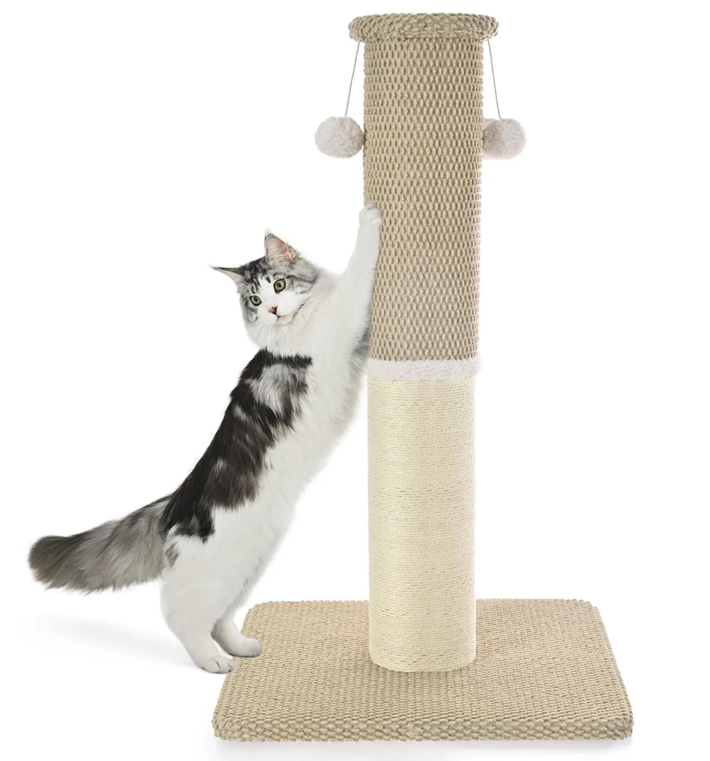 Reliable Made4Pets Tall Cat Scratching Post – 33-Inch Beige Heavy-Duty Sisal Scratcher for Indoor Cats Fine Crafted