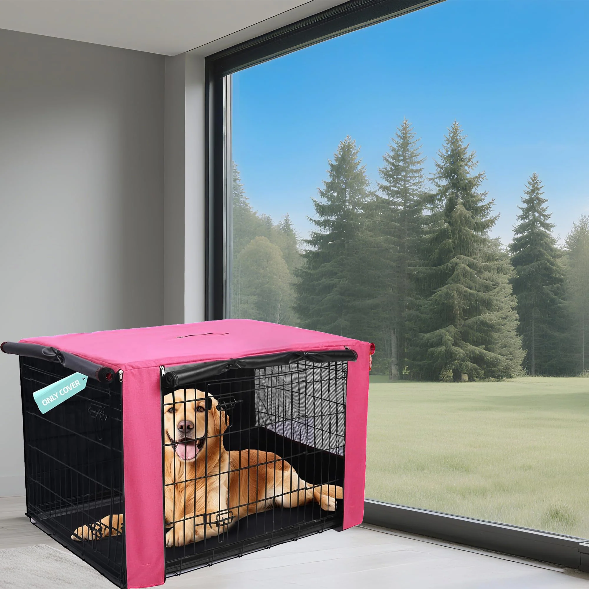 HiCaptain Breathable 30-Inch Dog Crate Cover – Pink Heavy-Duty UV-Resistant Casual