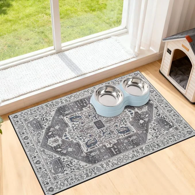Traditional famibay Dog Food Mat Absorbent Cat Dog Mats Easy-to-Use