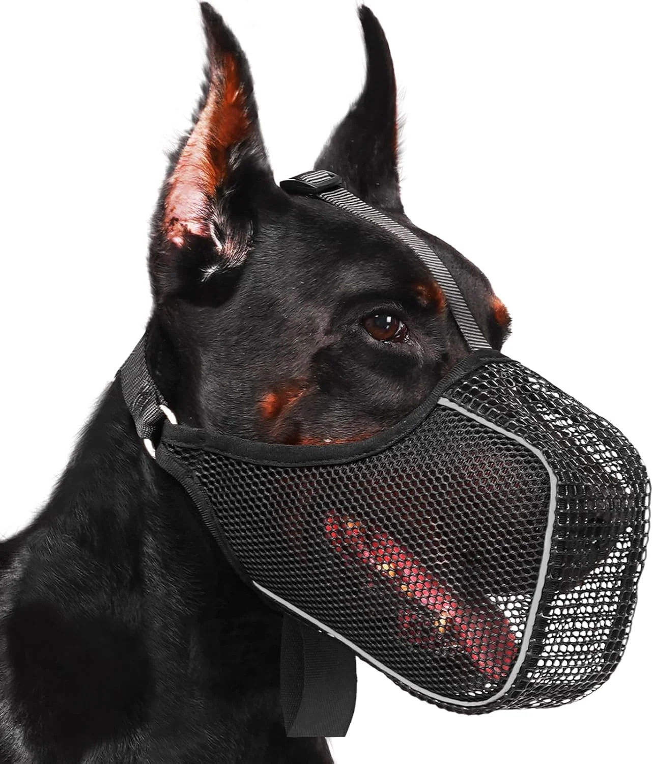Lightweight Mayerzon Dog Muzzle Patented Mesh Muzzle with Panting Room for Large Medium Small Sized Dogs Soft Mouth Guard to Prevent Biting Eating for Grooming Vet Visit Walking Reflective and Full Covered Advanced