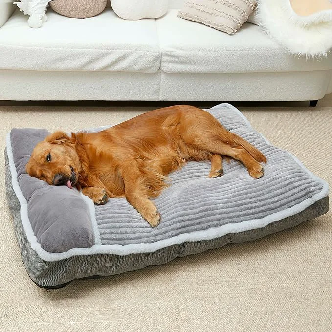 Fine Crafted WINDRACING Large Dog Bed – 36x27x3 Inch Pillow-Style Mattress Grey Organic