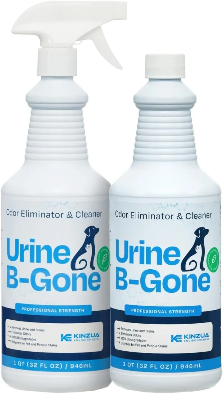 Traditional KINZUA ENVIRONMENTAL Urine B-Gone Professional Enzyme Odor Eliminator Pet Stain Remover Human Cat Dog Urine Cleaner Effective on Laundry Carpets More Scent 32oz Pack of Two Stylish