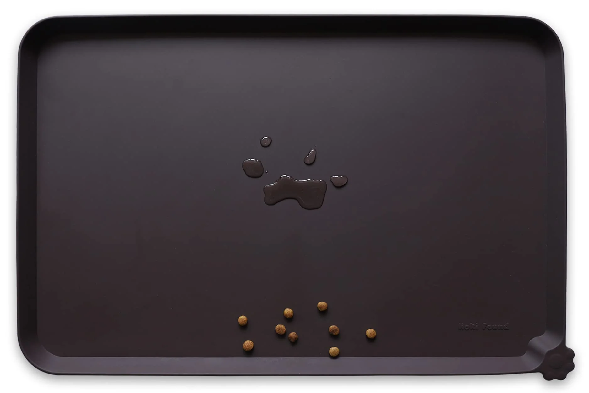 Sophisticated Hoki Found Large Silicone Pet Food Mat - Non-Slip Waterproof Dog Cat Bowl Mat Dark Oak Refined