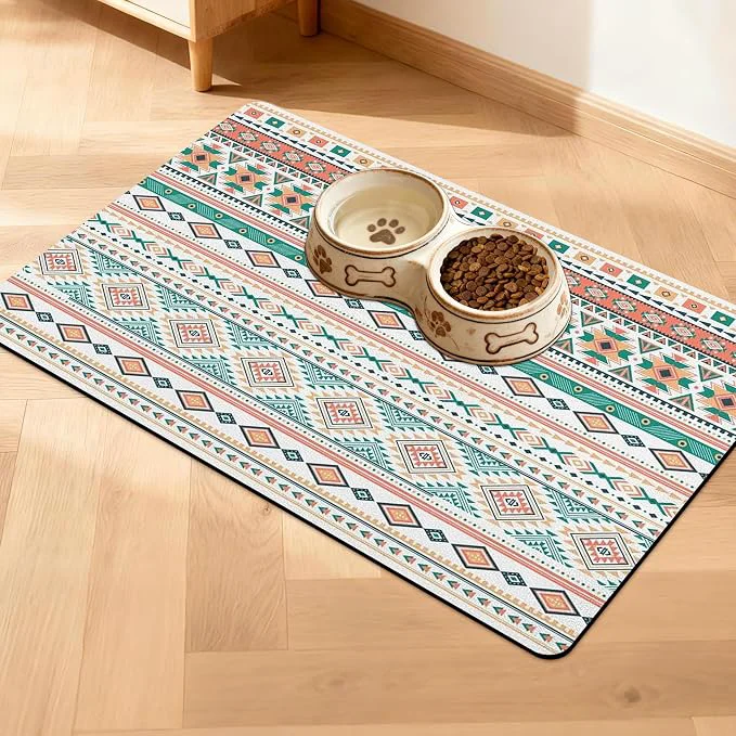 Premium Material Pet Feeding Mat for Floors Waterproof Dog Mat for Food and Water Absorbent Soft