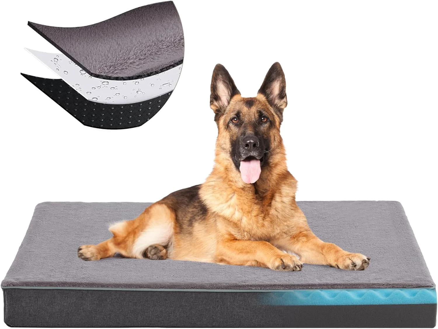 World-Class Orthopedic Memory Foam Dog Bed Cooling Dog Beds for Large Dogs Washable Pet Beds for Crate with Faux Fur Cover Waterproof Lining XXL 47inch Reliable